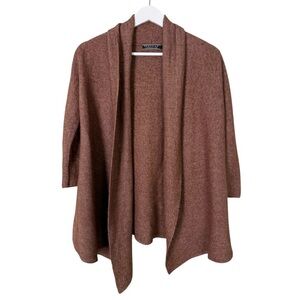 Peruvian Connection Baby Alpaca Silk Open Front Cardigan Sweater‎ Brown Size XL
